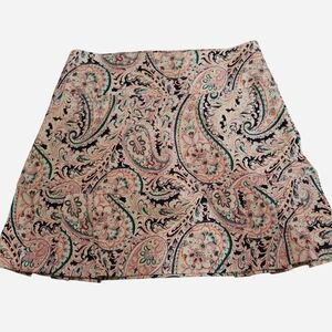 Sigrid Olsen Pink, Navy and Teal Paisley Mini Skirt